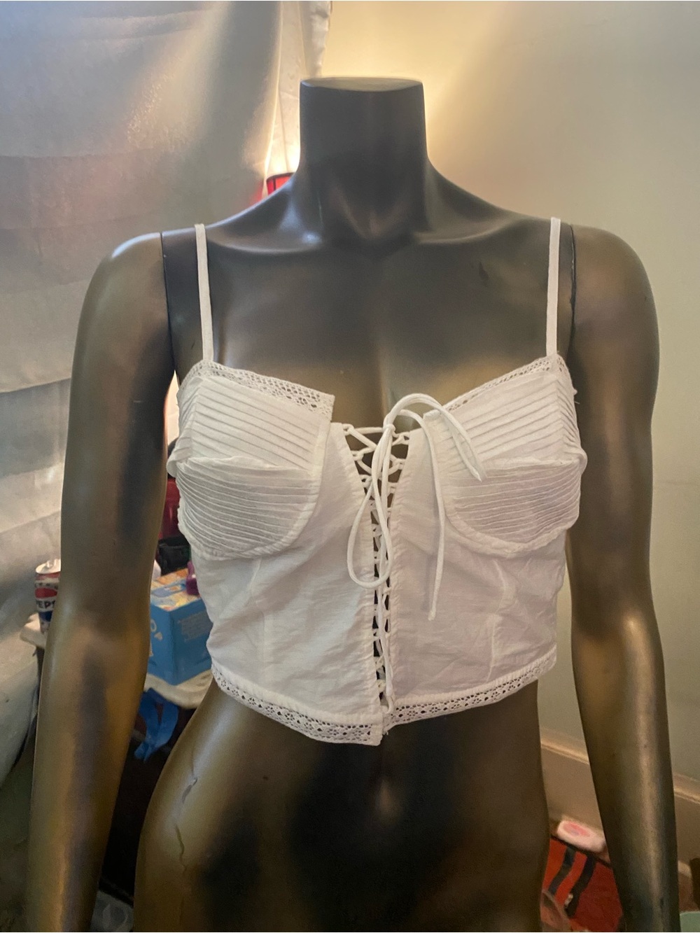 Windsor White Lace-Up Corset Crop Top